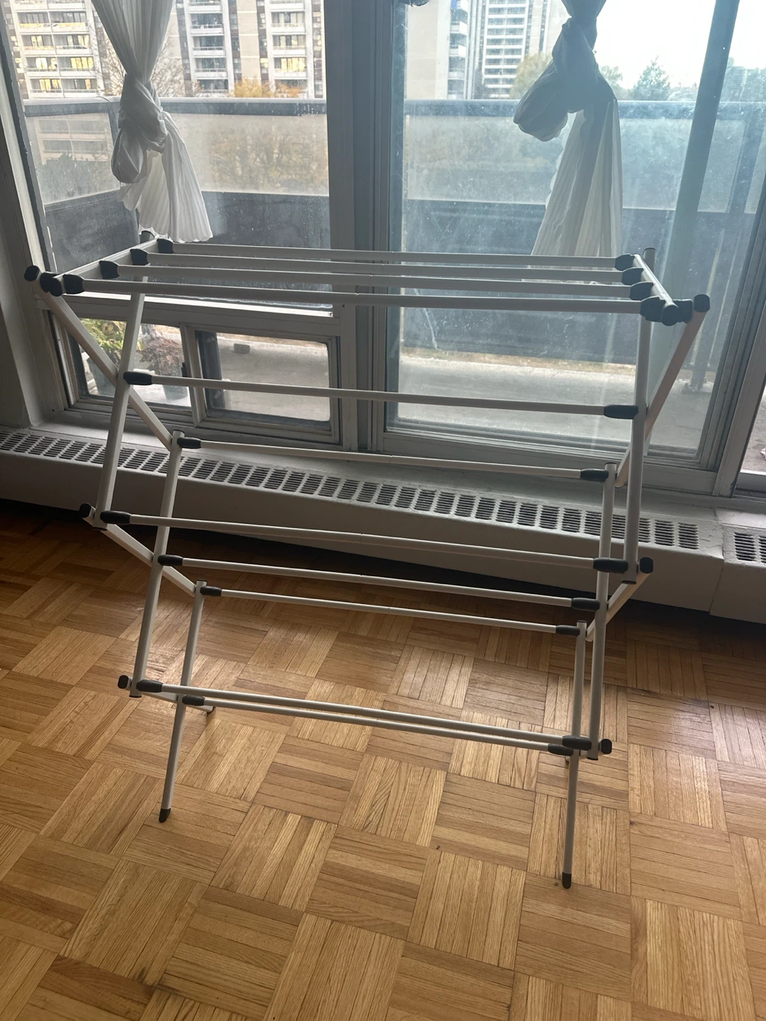 Collapsible White Laundry Drying Rack