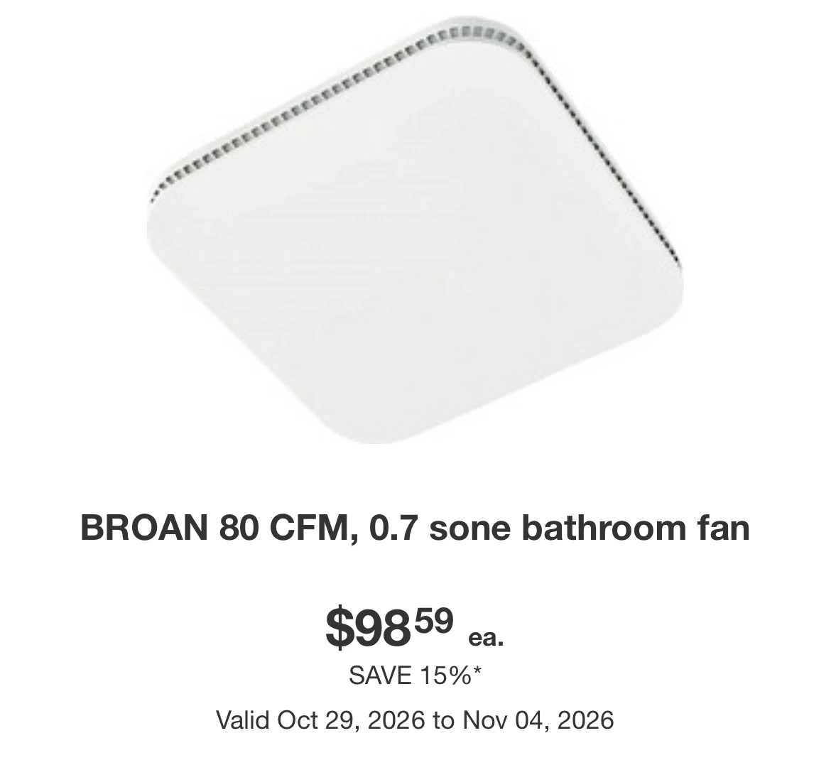 Broan 80 CFM Bathroom Fan