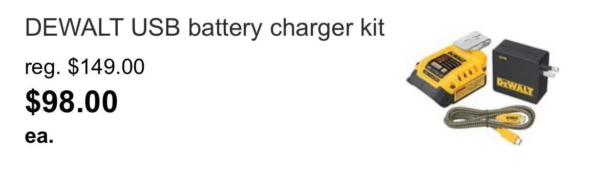 DEWALT USB Battery Charger Kit