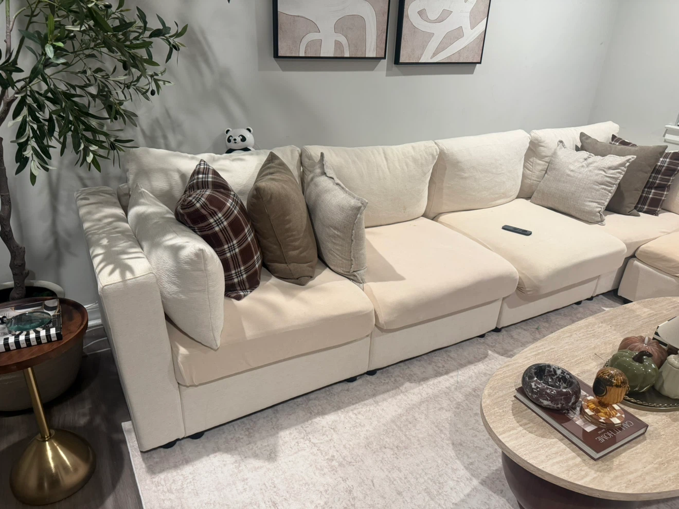 Cream Modular Sectional Sofa - photo 2