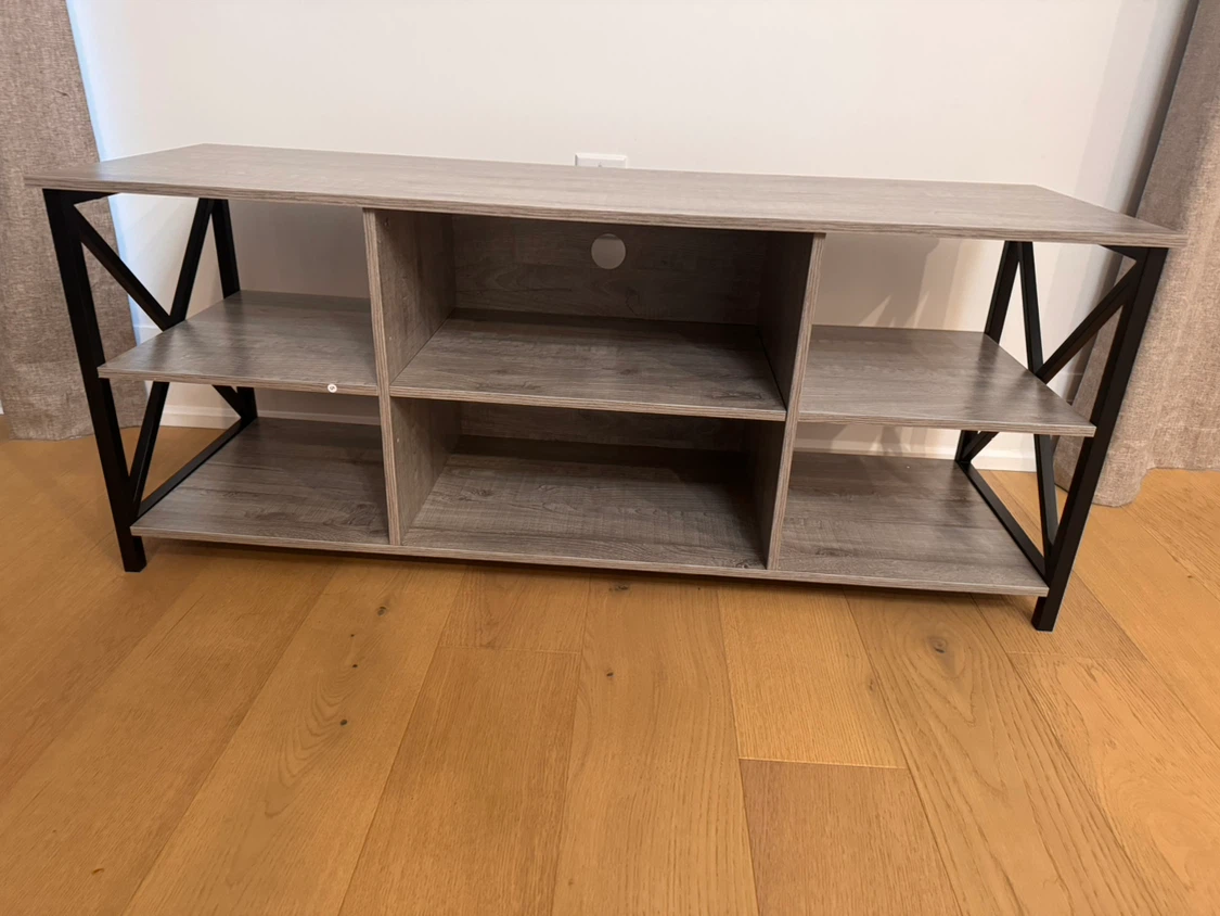 Grey Wood and Metal TV Stand