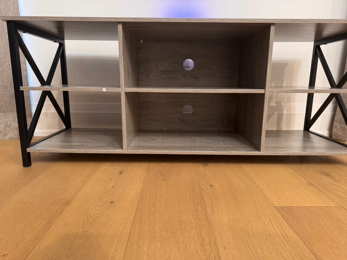 Grey Wood and Metal TV Stand - photo 2