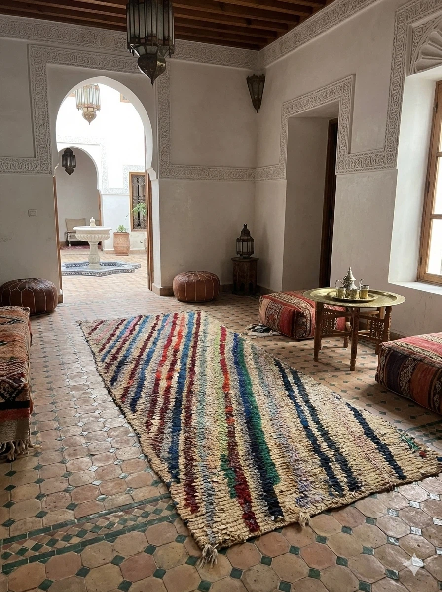 Vintage Handmade Moroccan Runner Rug Striped Berber Hallway