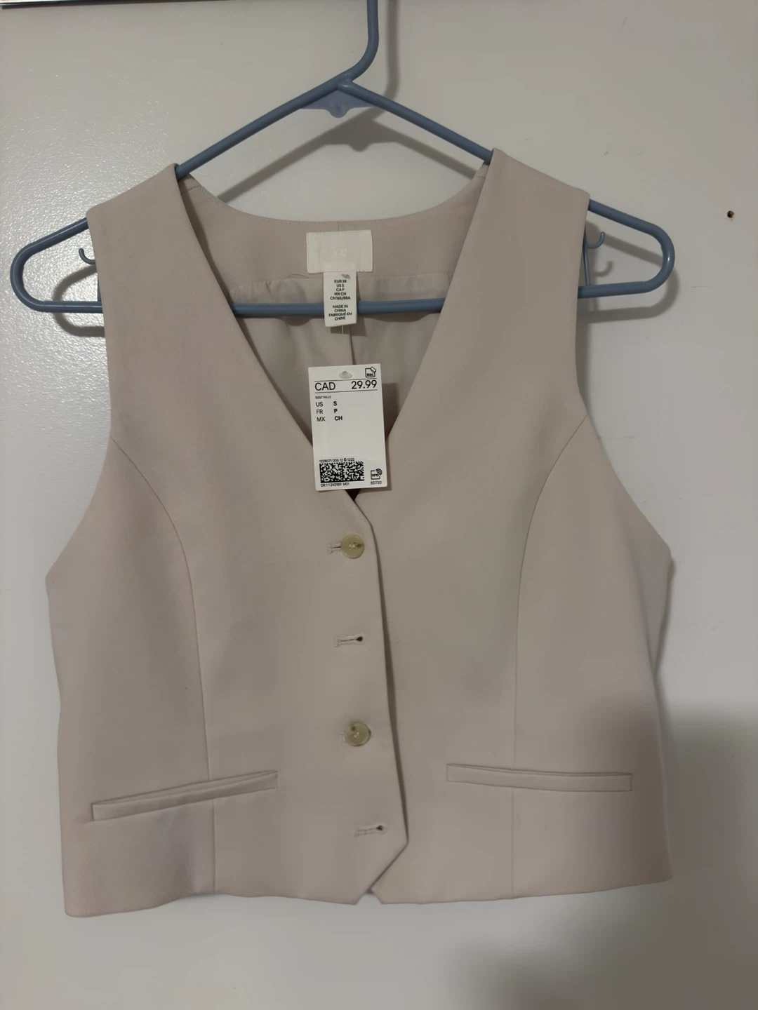 H&M Beige Waistcoat Vest Size Small