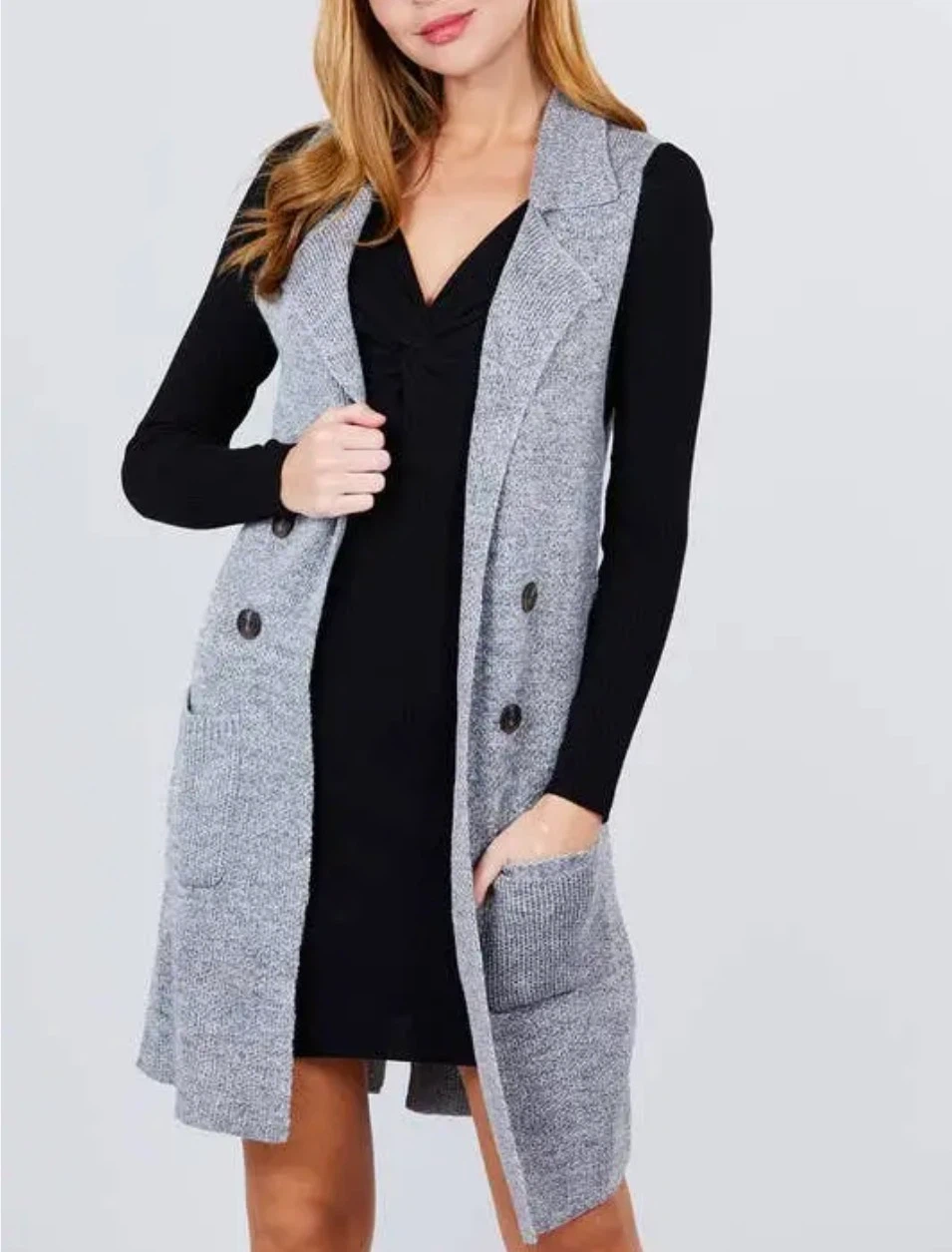 OVLA Grey Knit Long Vest - photo 5