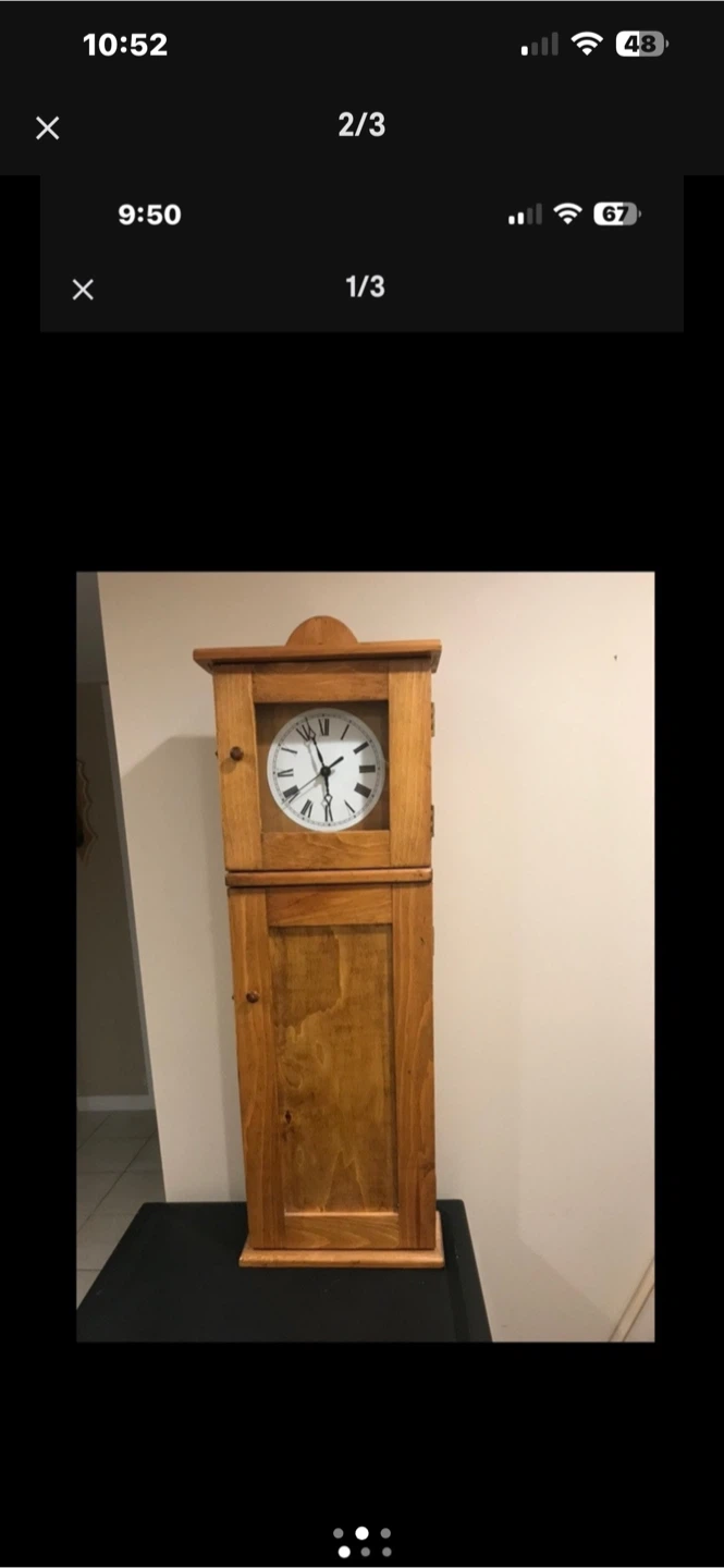 Rustic Pine Wall-Mount Clock Cabinet