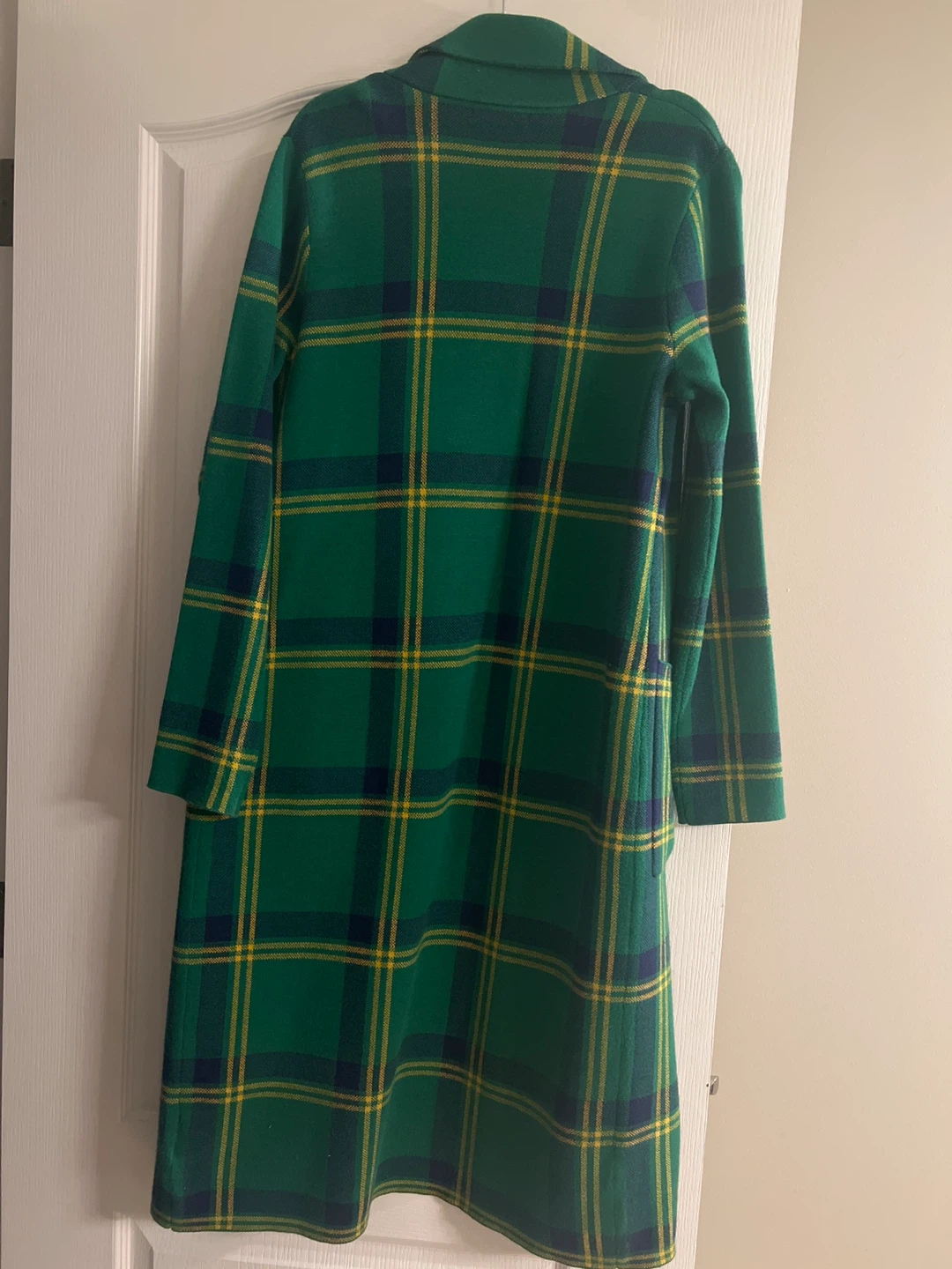 Christian Siriano New York Plaid Long Cardigan Green Size M - photo 4