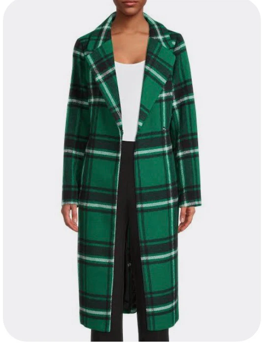 Christian Siriano New York Plaid Long Cardigan Green Size M - photo 5