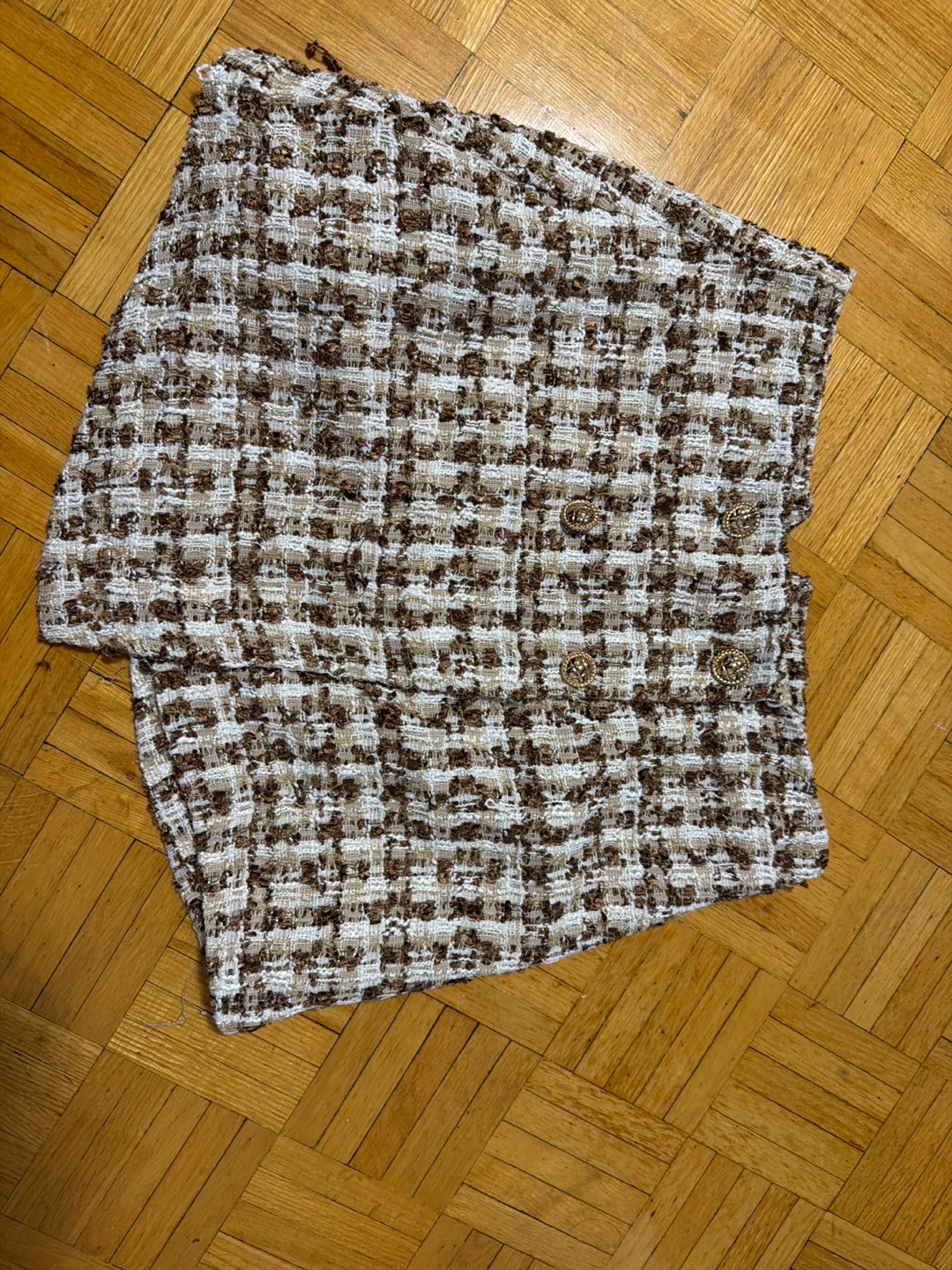 Brown and White Tweed Skirt
