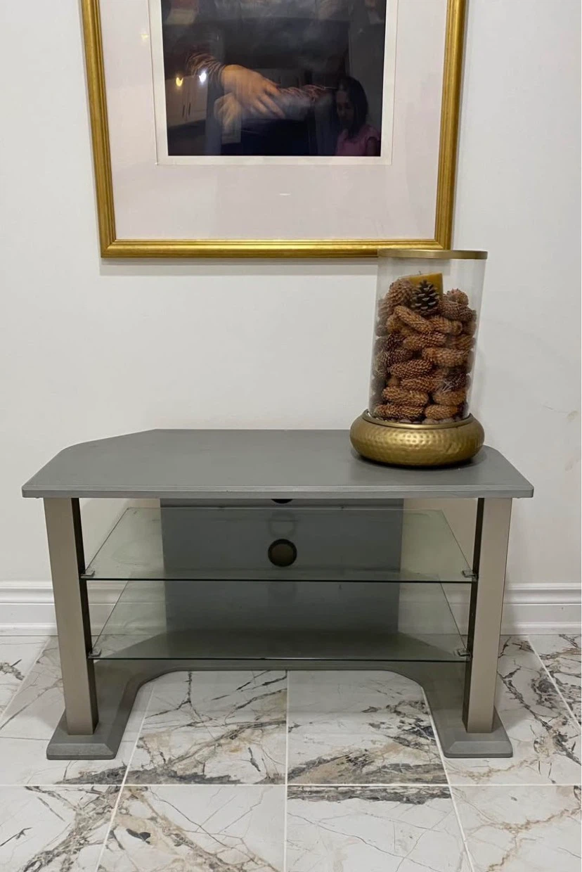 Corner Table & TV Stand - Metallic finish