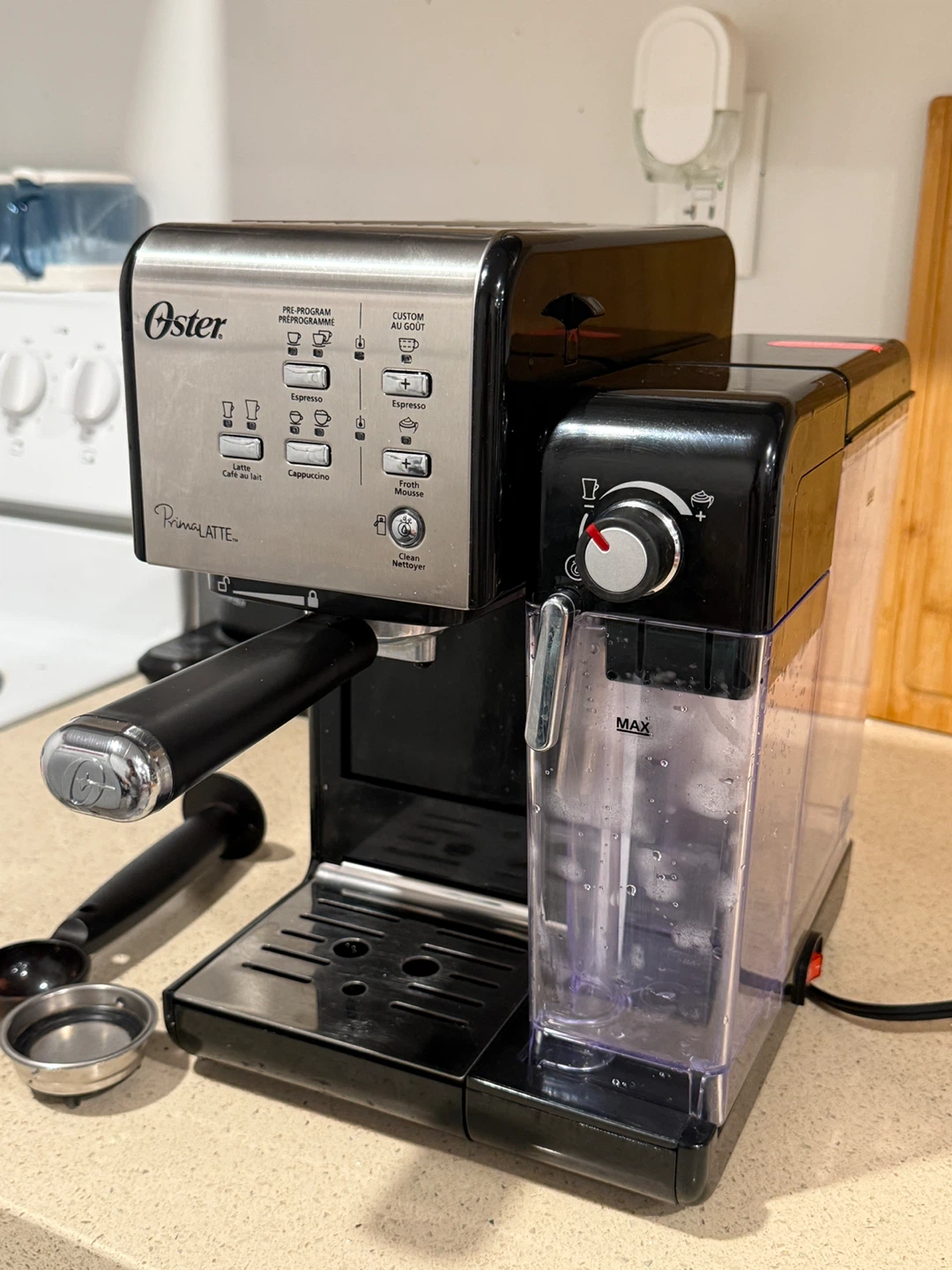 Oster PrimaLatte Espresso Machine and Braun Coffee Grinder