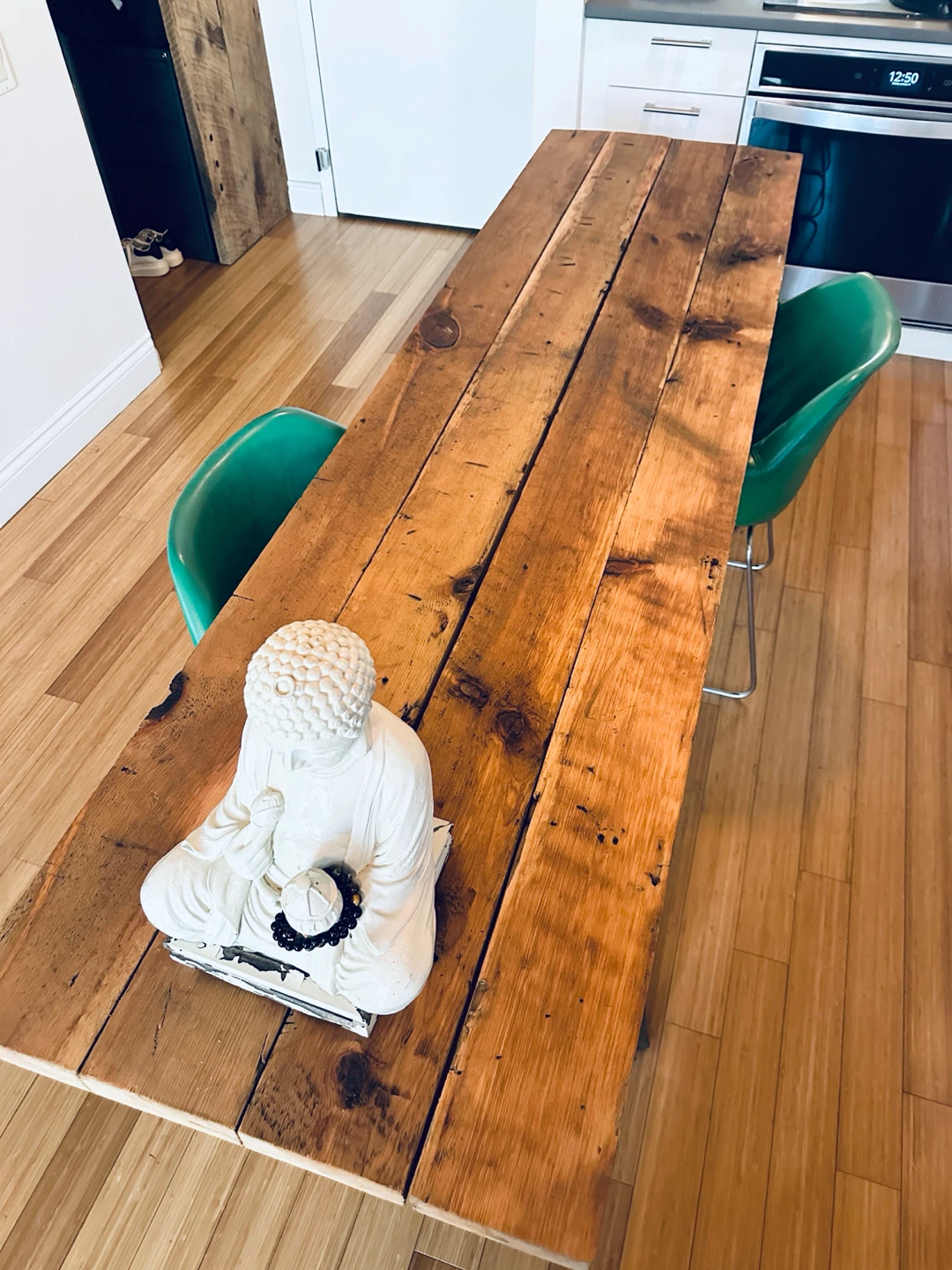 LONG VINTAGE RECLAIMED WOOD STEEL DINING TABLE / OFFICE DESK - photo 5