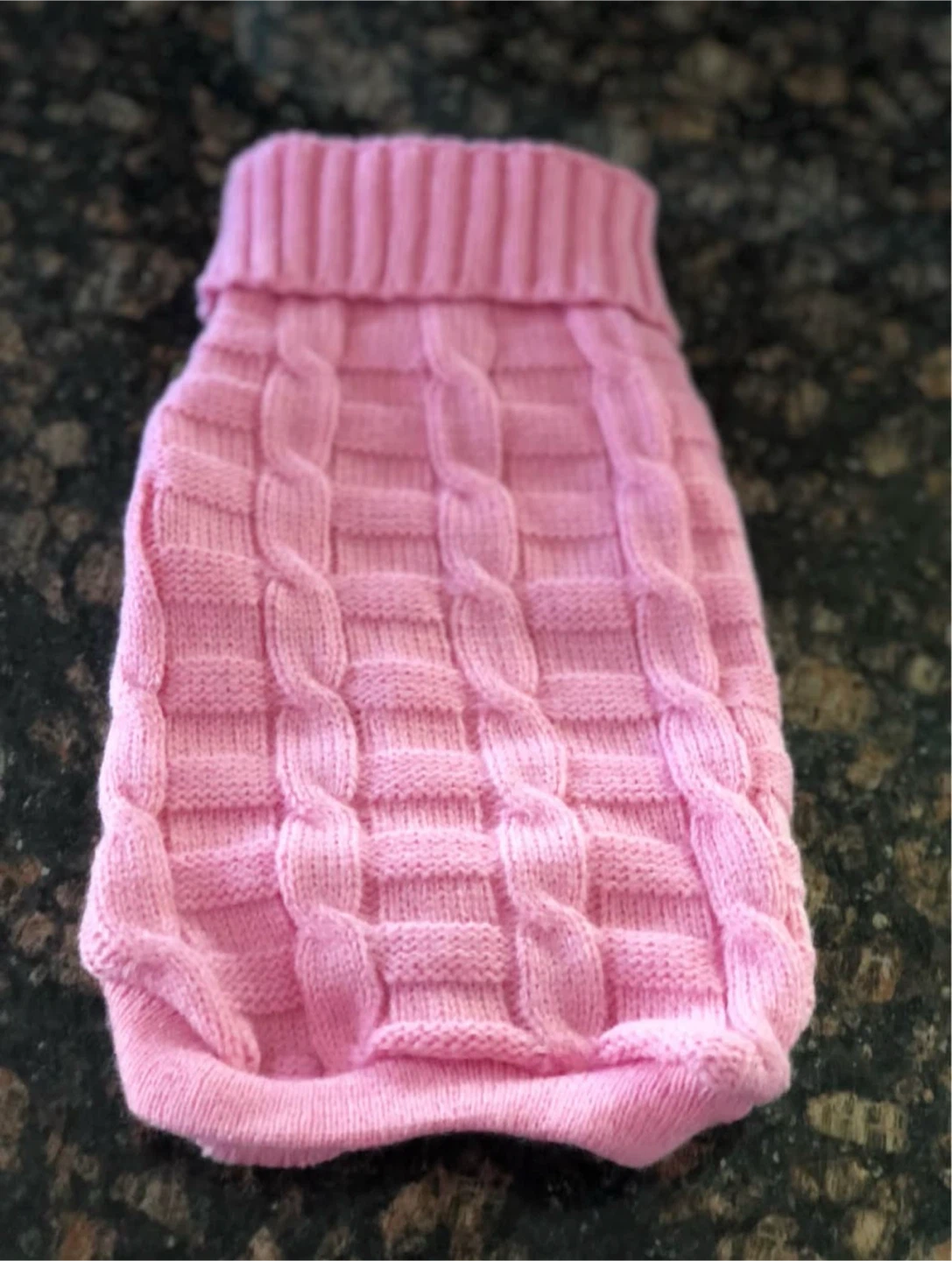 Pink Cable Knit Dog Sweater Size M