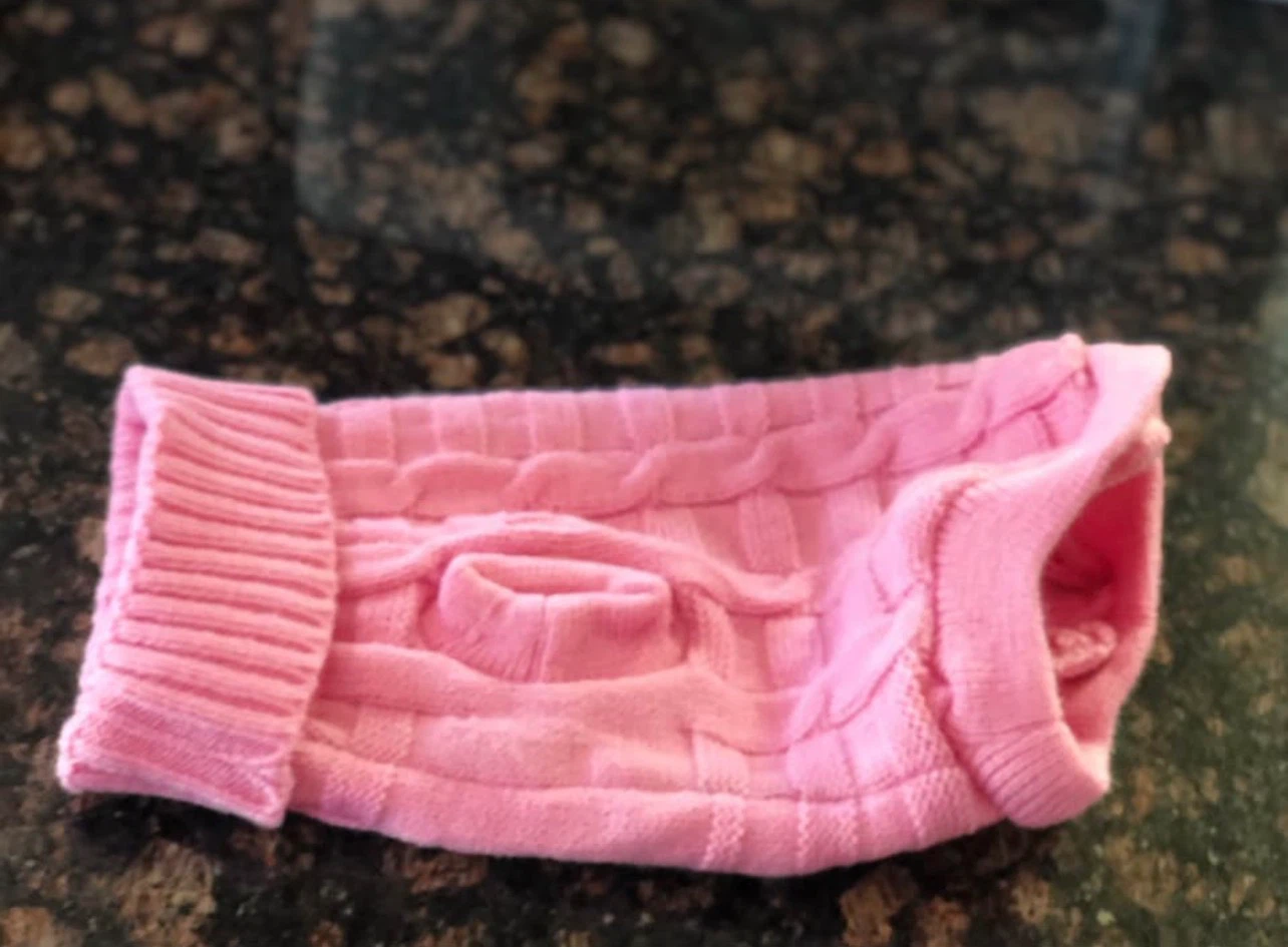 Pink Cable Knit Dog Sweater Size M - photo 3
