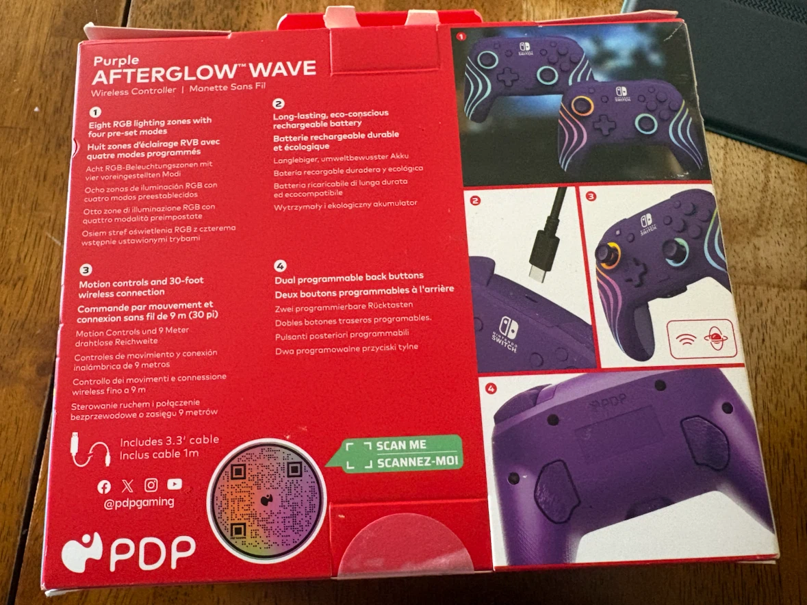 PDP Afterglow Wave Wireless Controller for Nintendo Switch