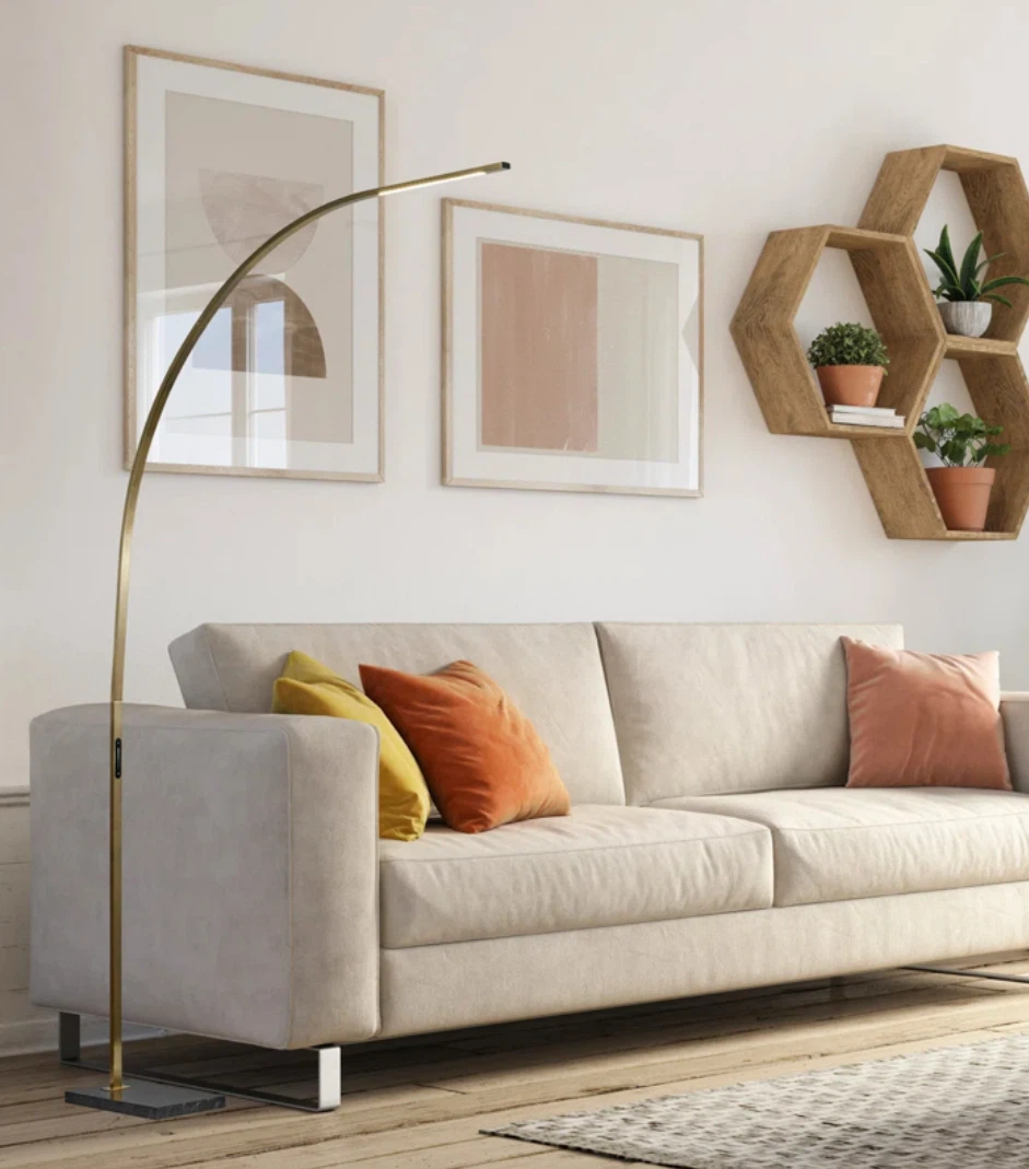 Modern LED Arc Floor Lamp with Marble Base - photo 4