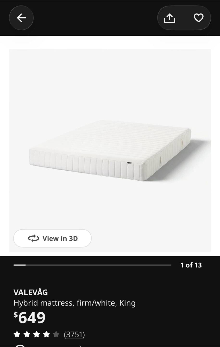 6 months used-IKEA VALEVAG Hybrid Mattress, Firm, King