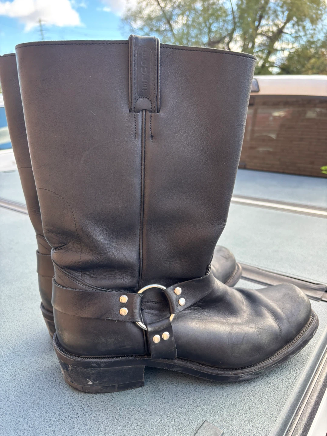 Black Leather Harness Boots size 11 3E