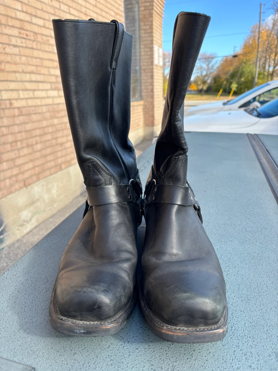 Black Leather Harness Boots size 11 3E - photo 2