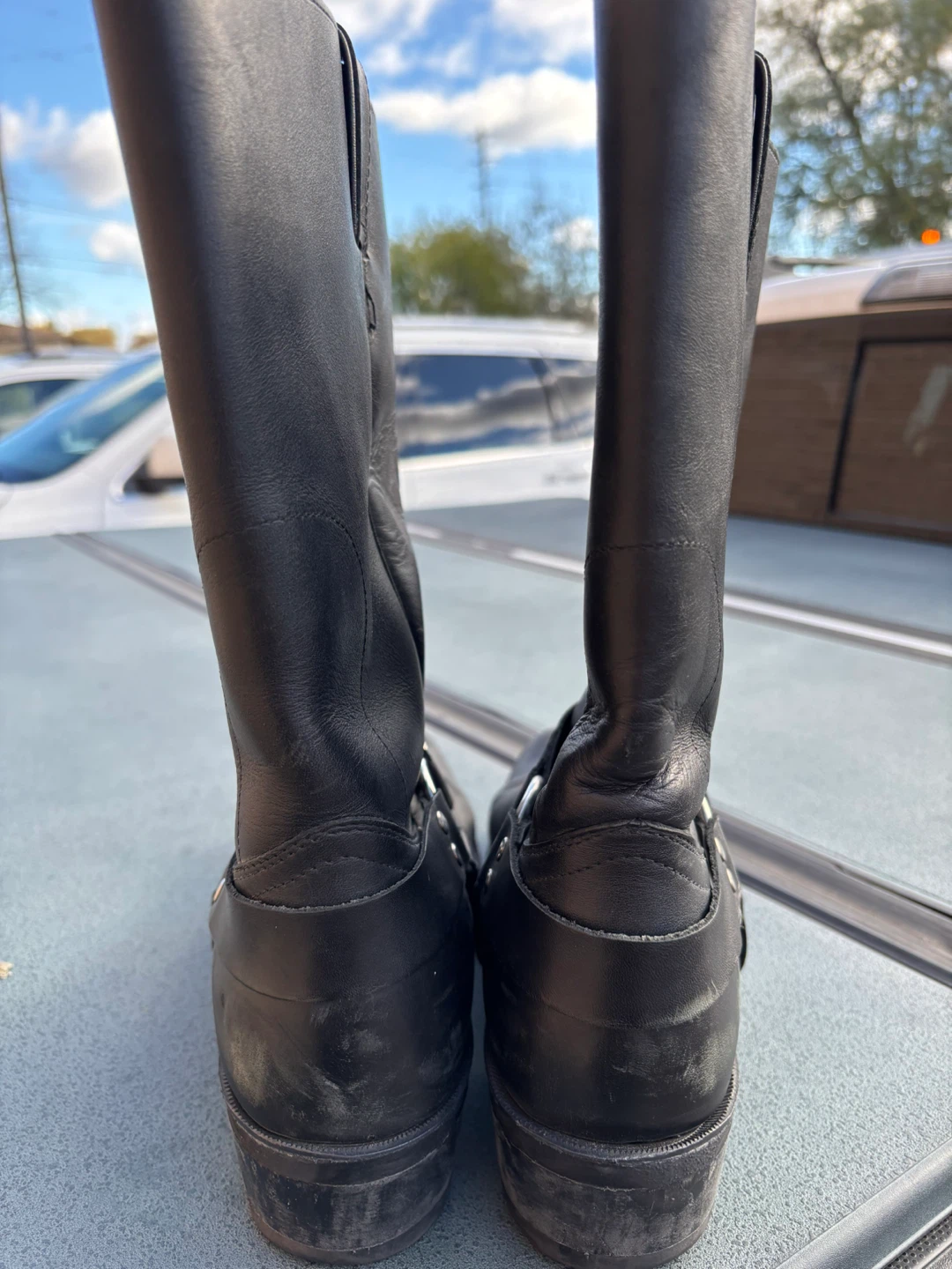 Black Leather Harness Boots size 11 3E - photo 3