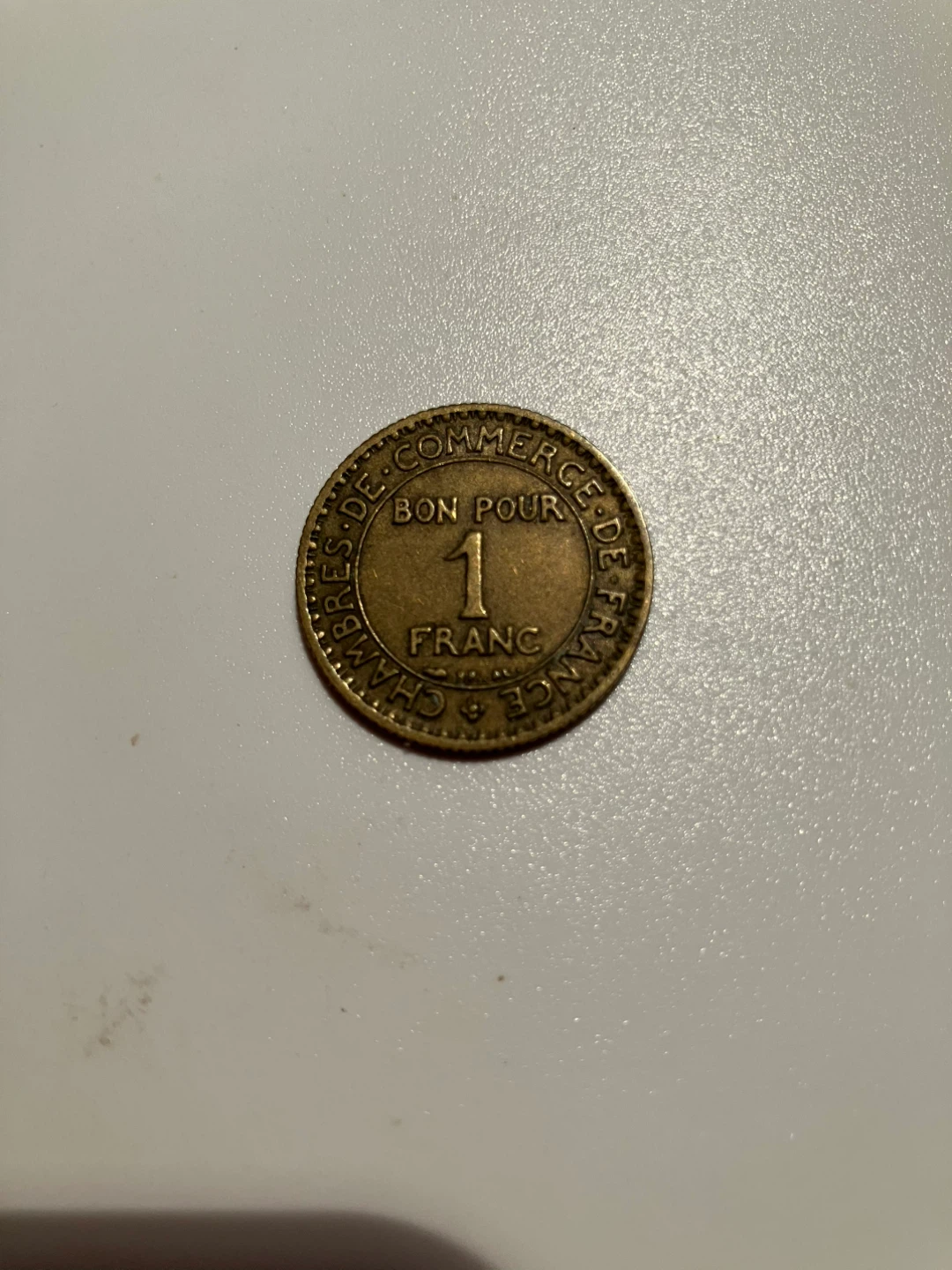 1923 French Chambers of Commerce 1 Franc Coin - photo 2