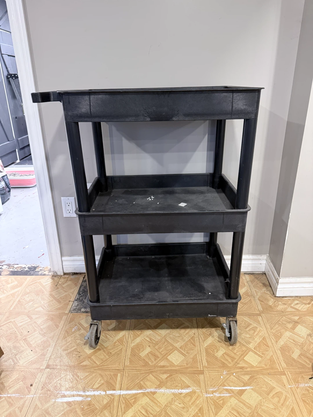 3-Tier Black Utility Rolling Cart