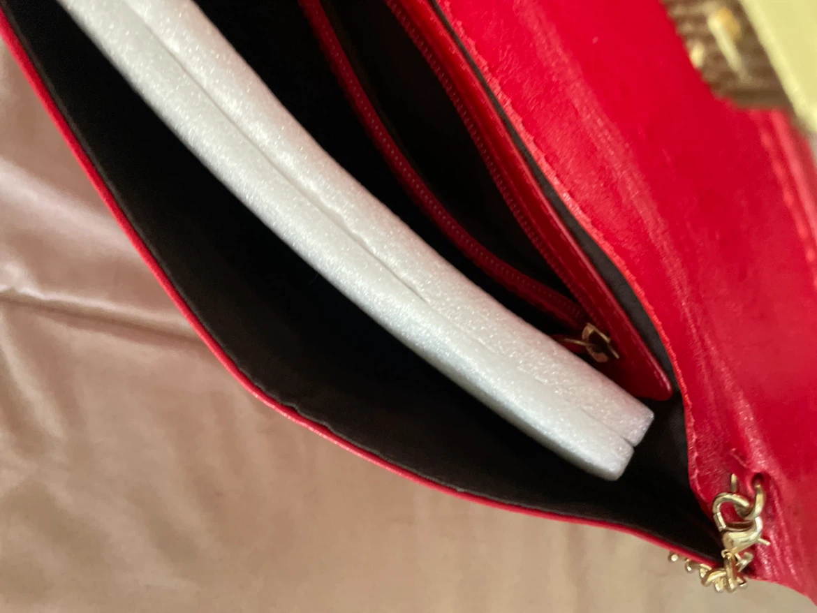Red Leather Clutch with Gold Chain - photo 4