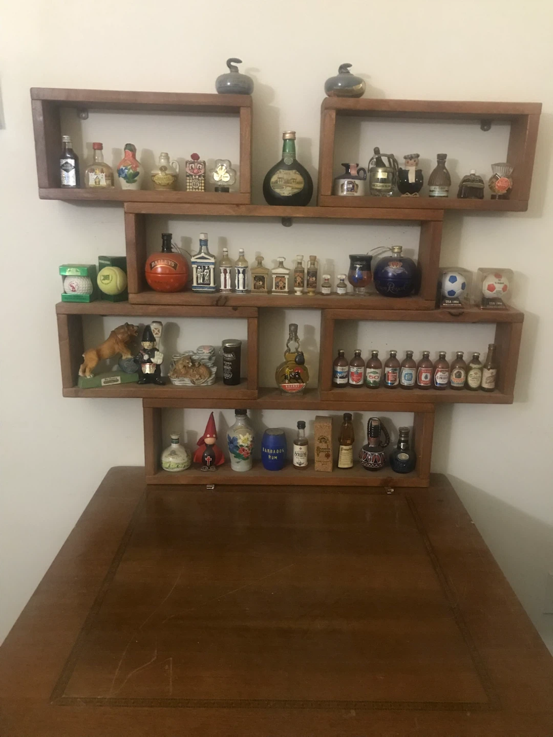 Empty miniature liquor bottles