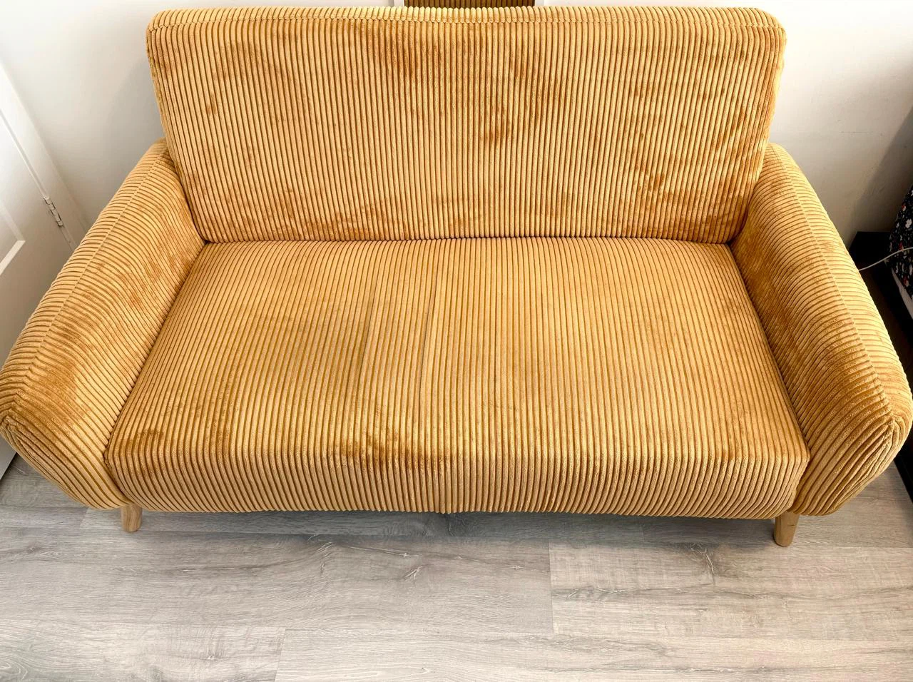 Mustard Yellow Corduroy Loveseat