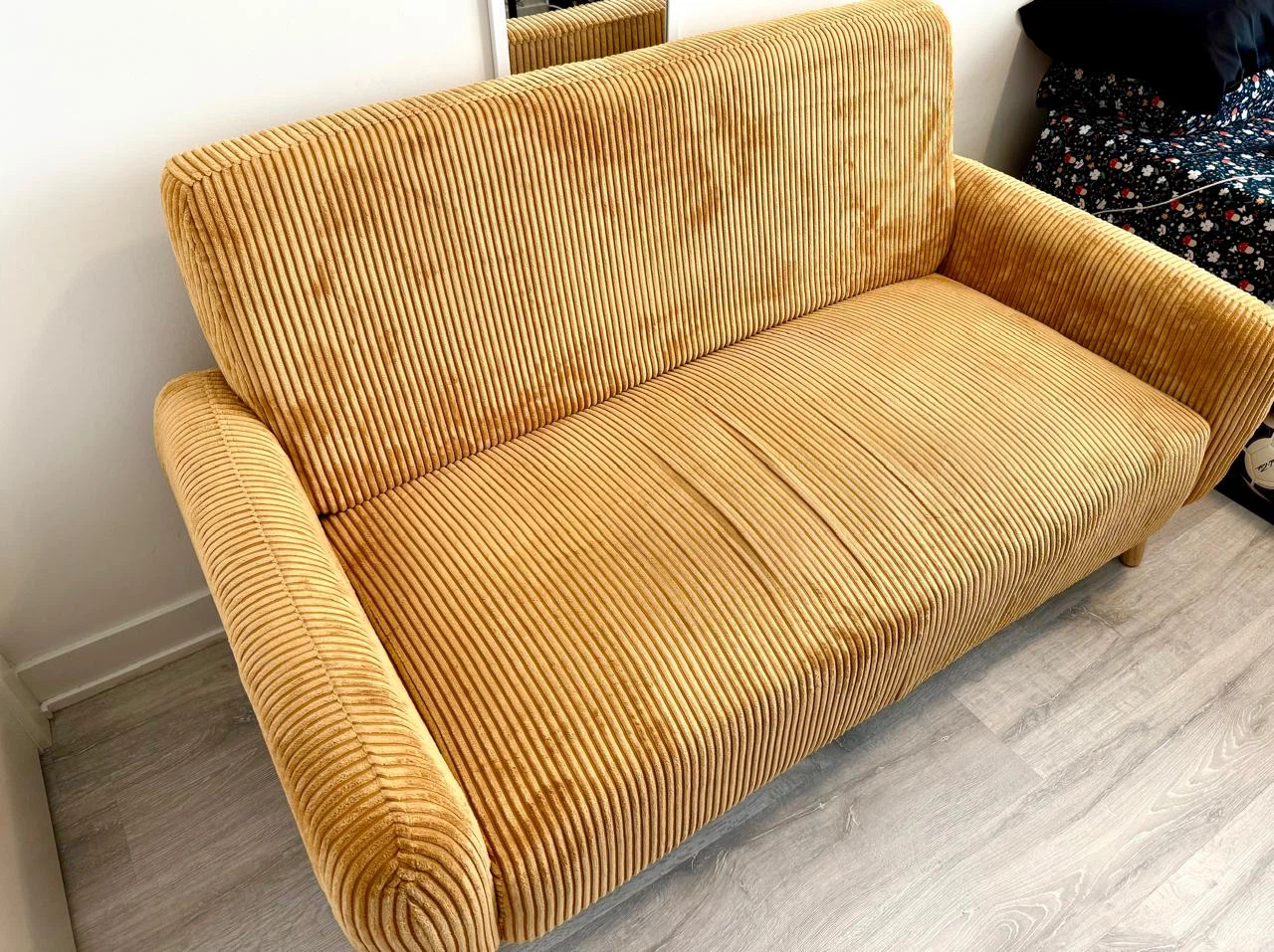 Mustard Yellow Corduroy Loveseat - photo 2