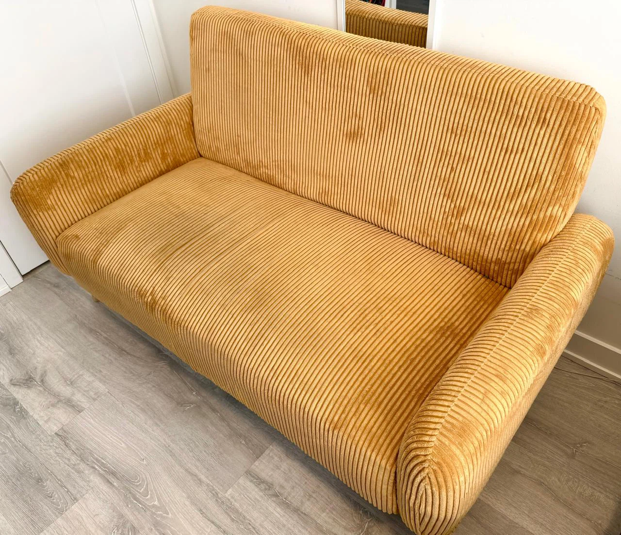 Mustard Yellow Corduroy Loveseat - photo 3
