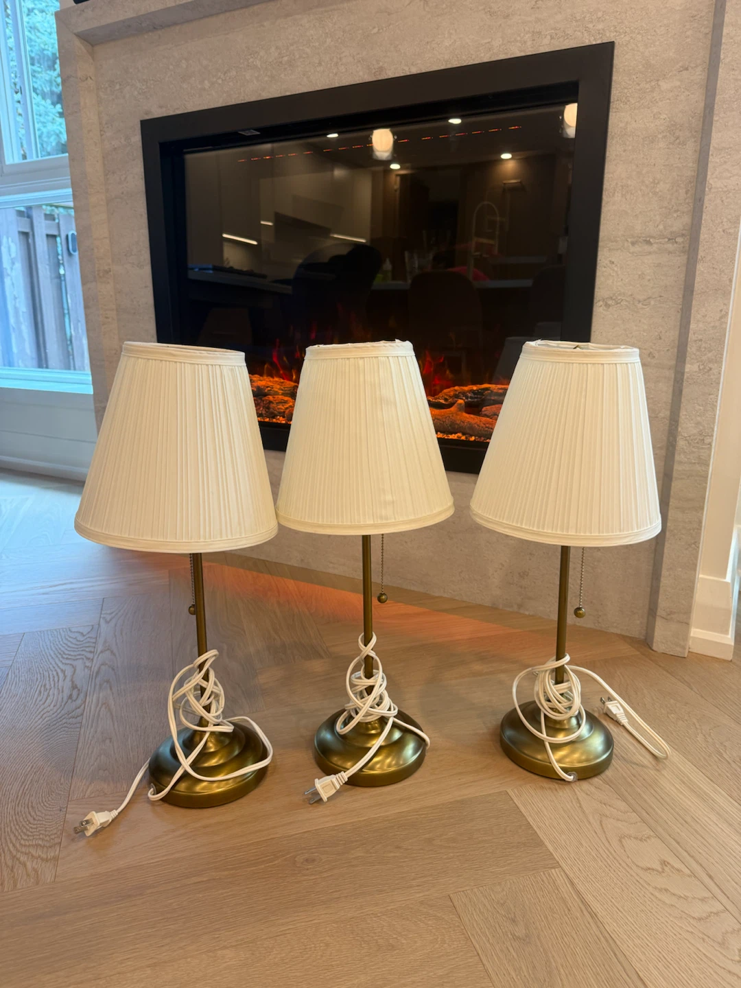 Set of 3 Brass Table Lamps