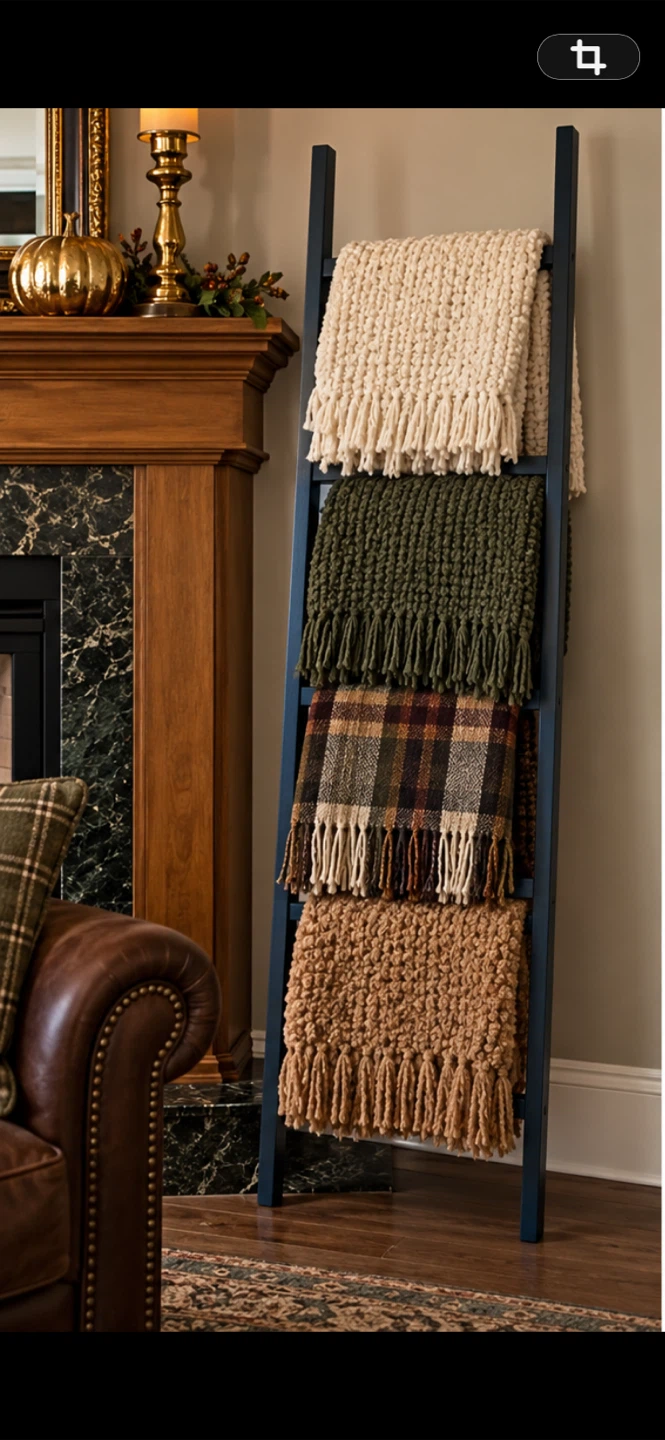 Dark Blue Decorative Blanket Ladder - photo 2