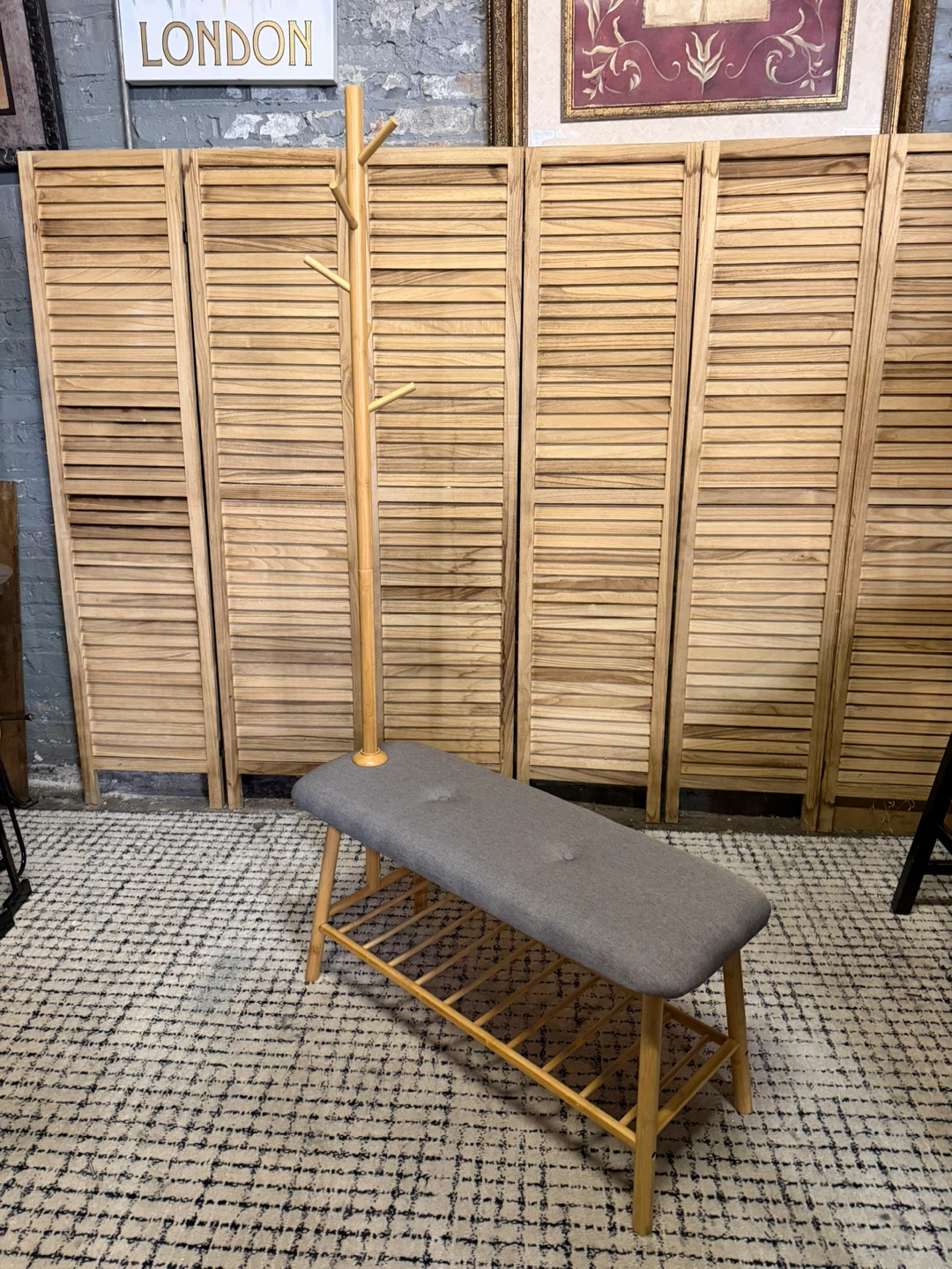 Entryway Bench with Coat Rack - photo 2