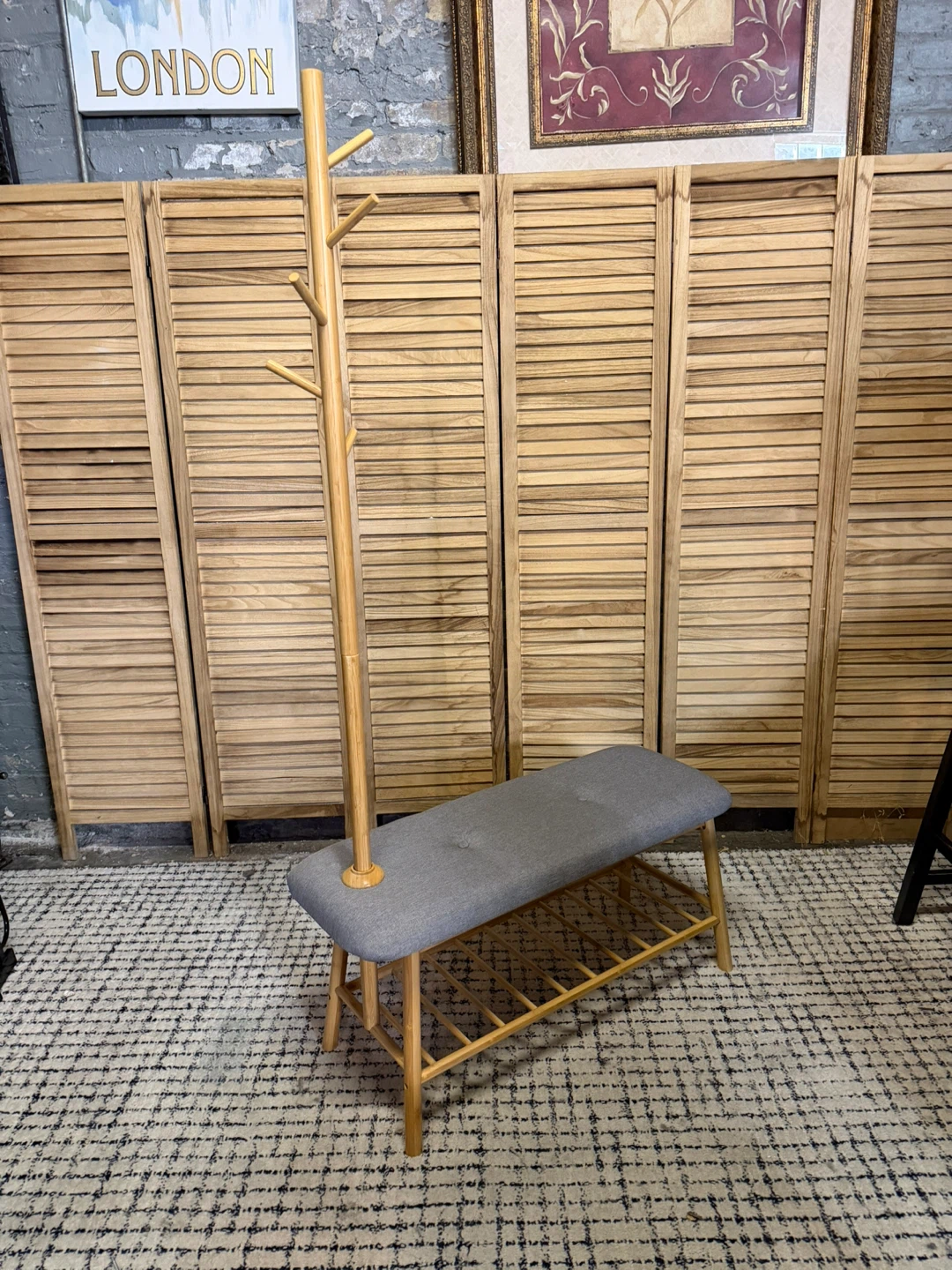 Entryway Bench with Coat Rack - photo 3