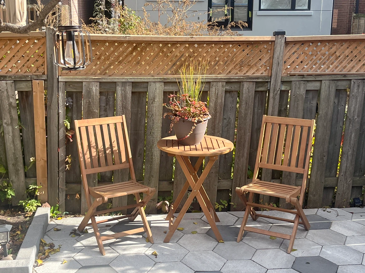 Wooden folding bistro set