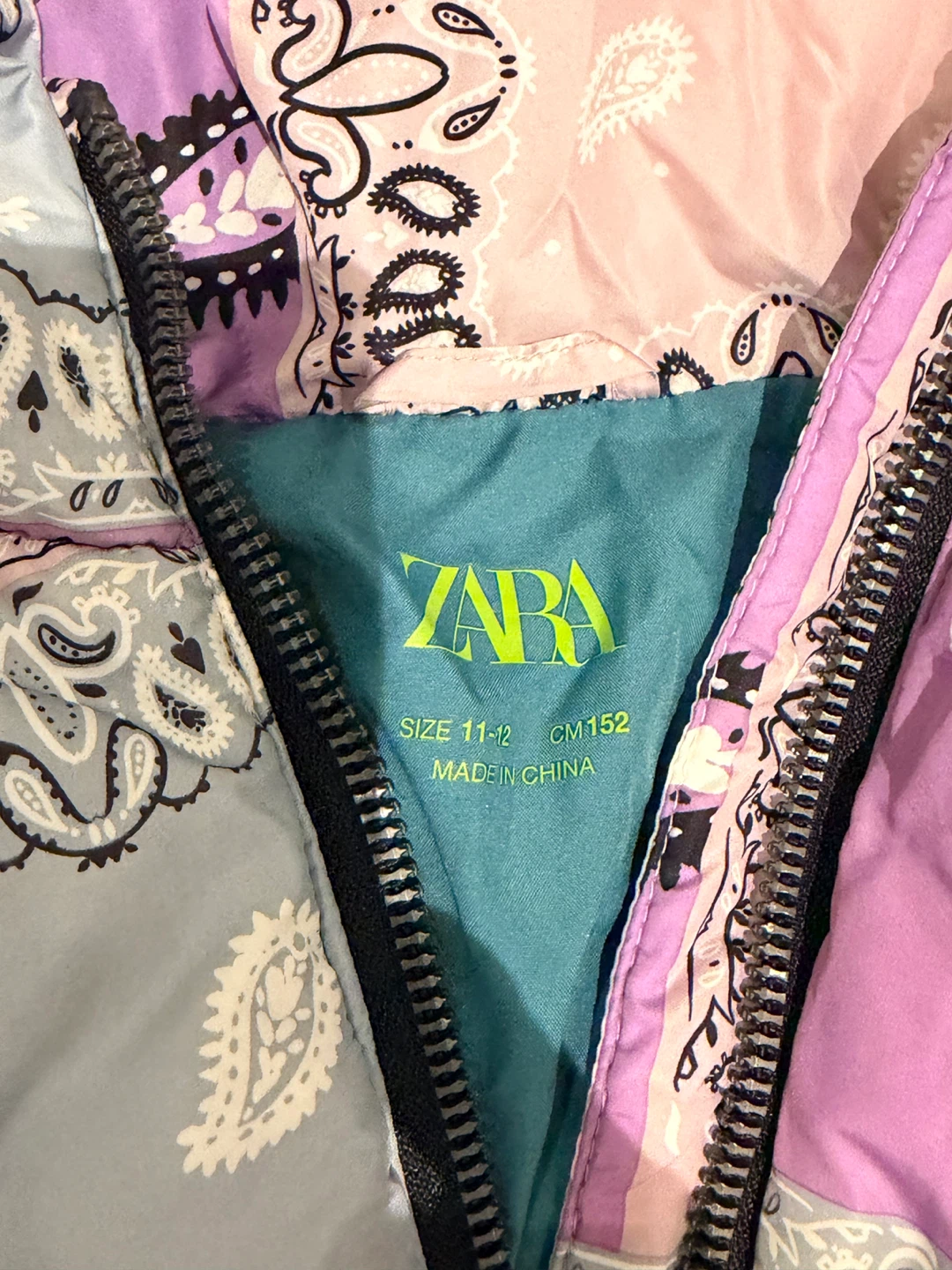 Zara Paisley Print Kids Puffer Jacket