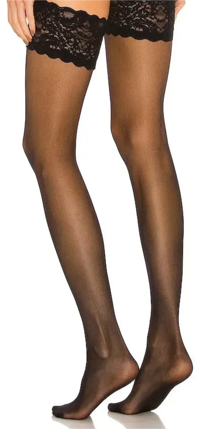 Black Lace Top Stay-Up Stockings, brand new - photo 2