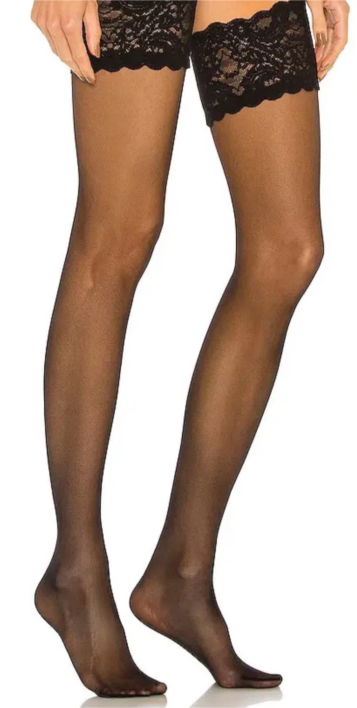 Black Lace Top Stay-Up Stockings, brand new - photo 3