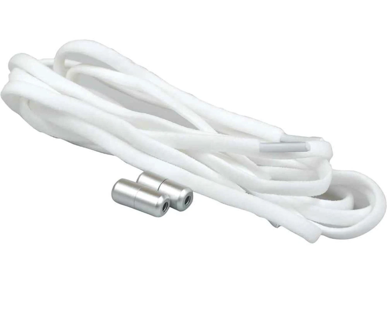 White No-Tie Shoelaces with Metal Clasps, brand new