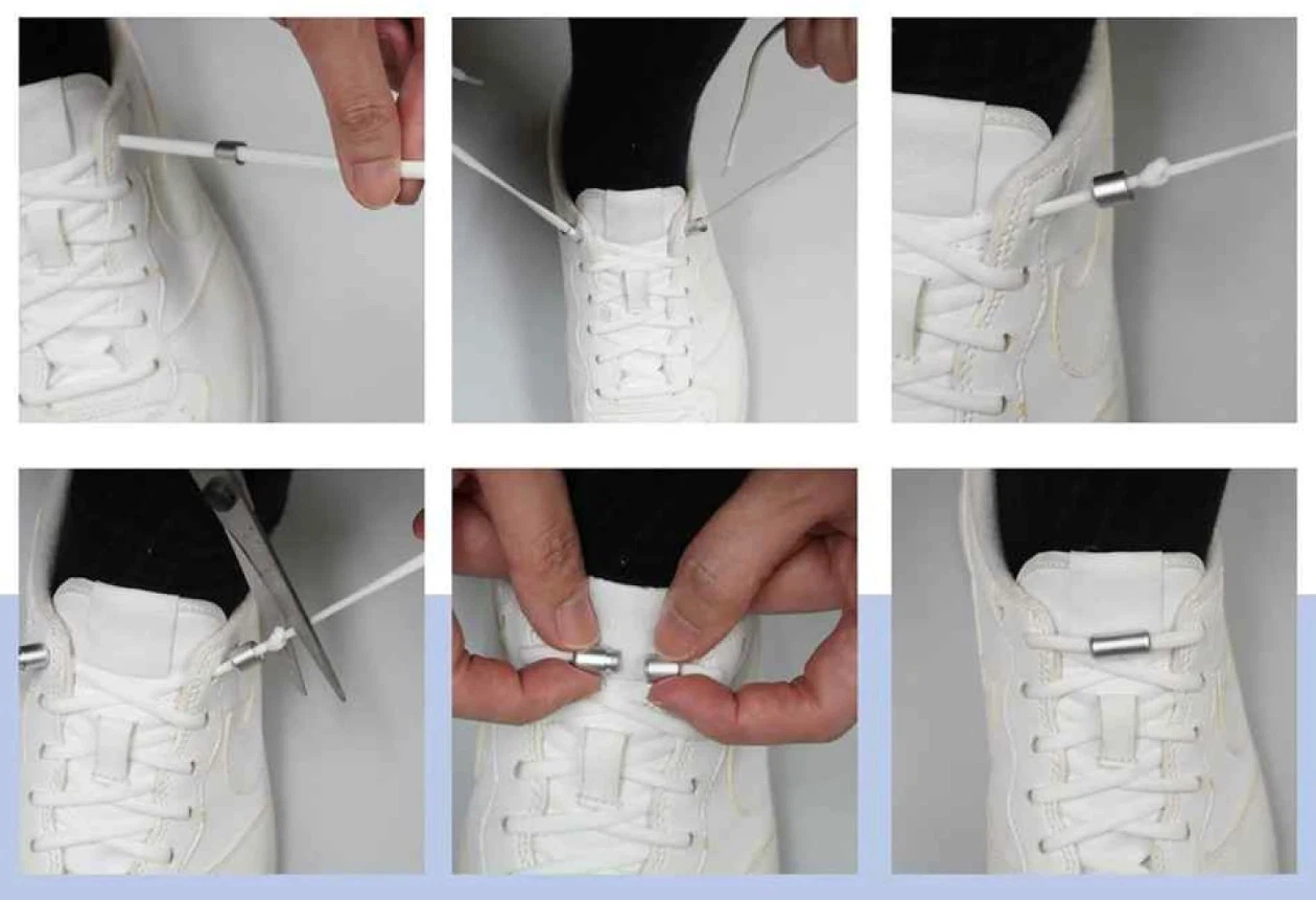 White No-Tie Shoelaces with Metal Clasps, brand new - photo 2