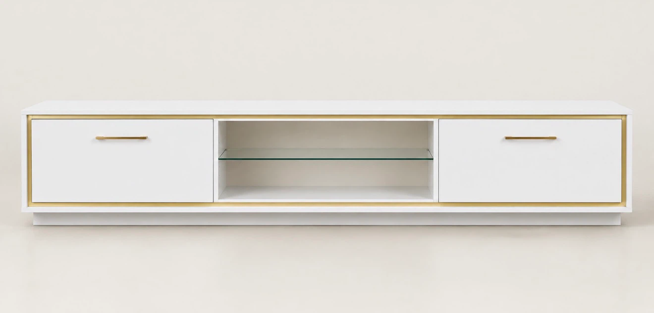 White and Gold TV Stand / Floating Shelf Unit