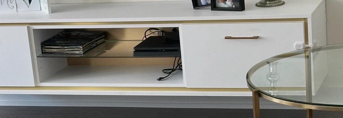 White and Gold TV Stand / Floating Shelf Unit - photo 2