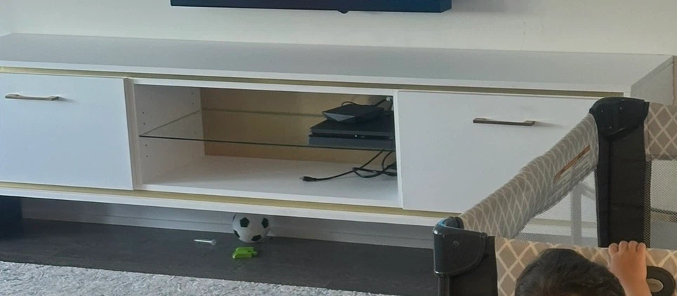 White and Gold TV Stand / Floating Shelf Unit - photo 3