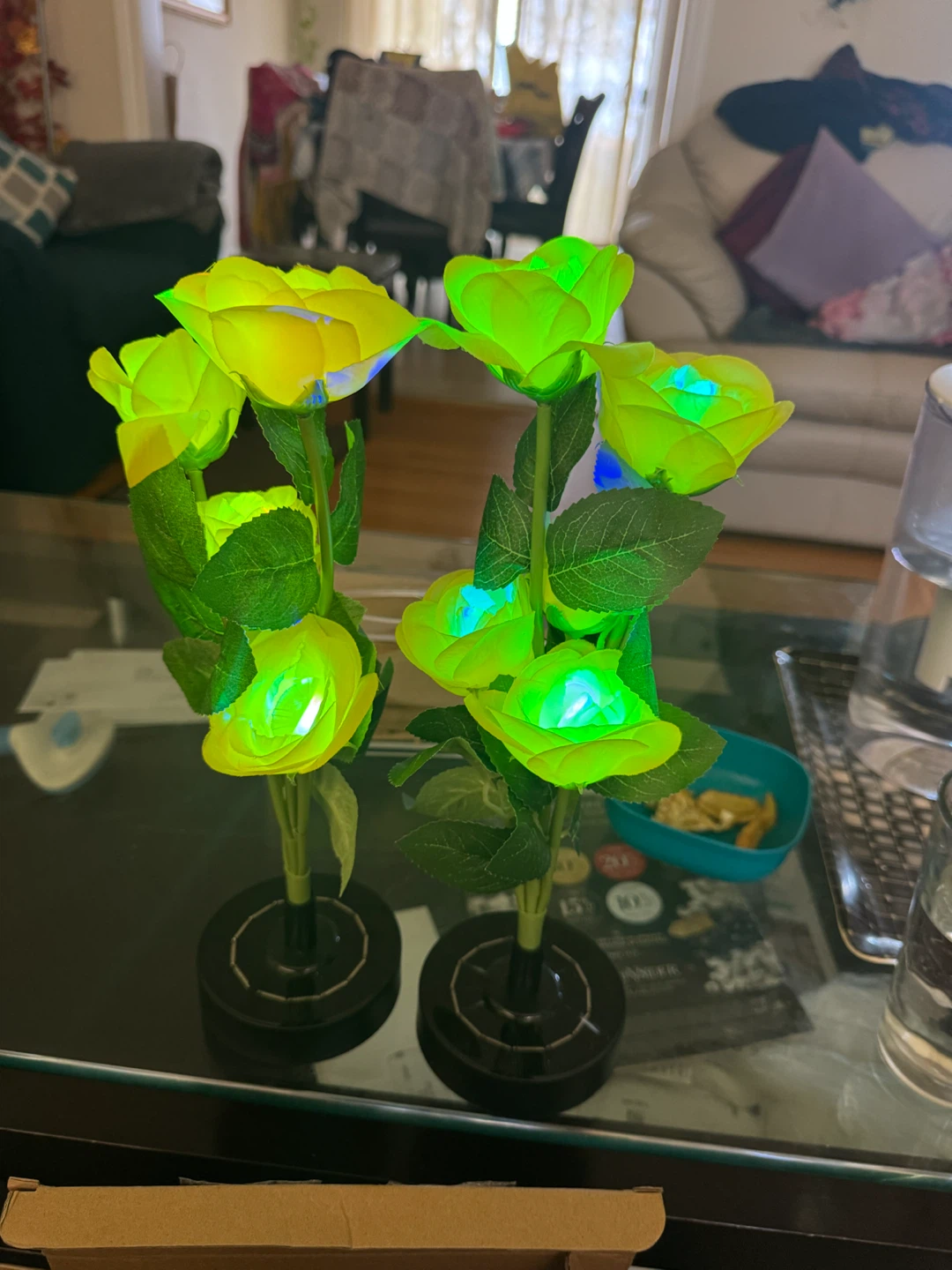 Set of 2 Solar Powered LED Rose Lights