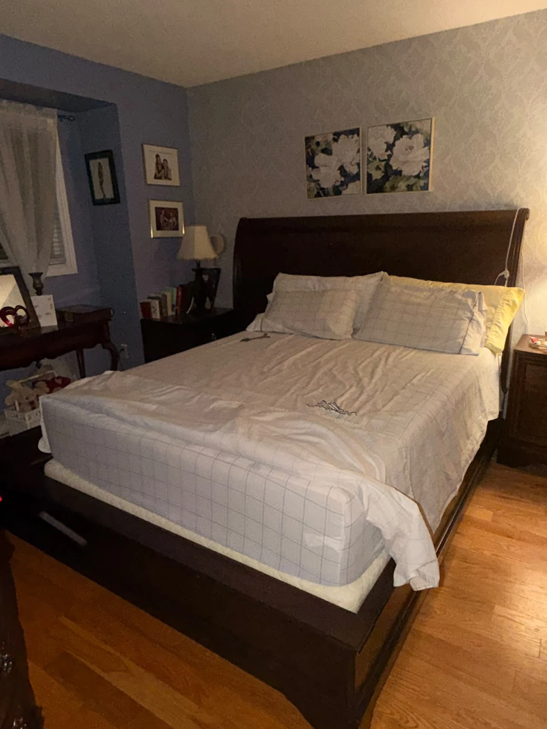Dark Wood Sleigh Bed Frame