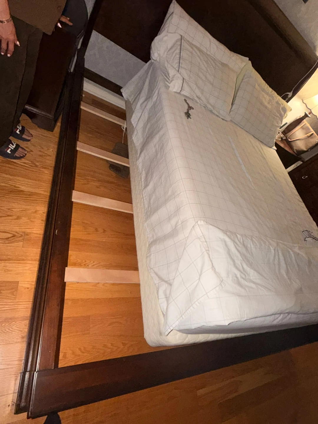 Dark Wood Sleigh Bed Frame - photo 2