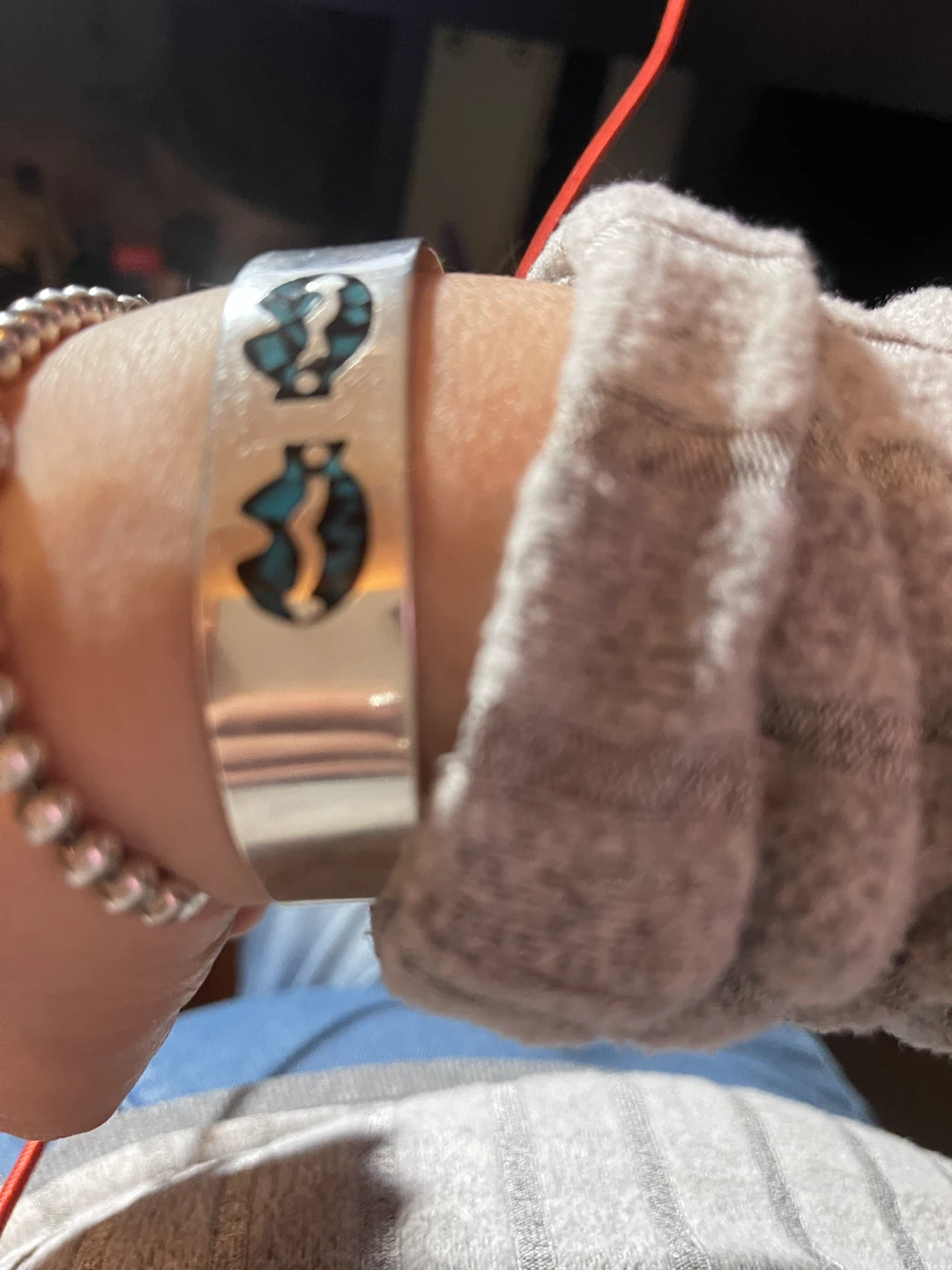 Sterling Silver and Turquoise Inlay Cuff Bracelet - photo 2