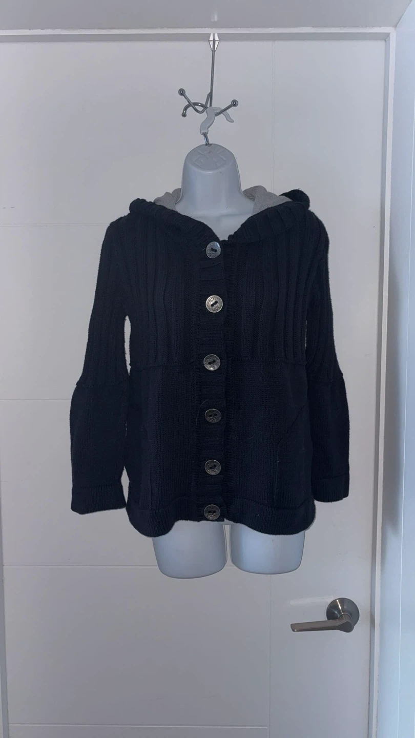 Pure Handknit 2000s Button Hooded Cardigan
