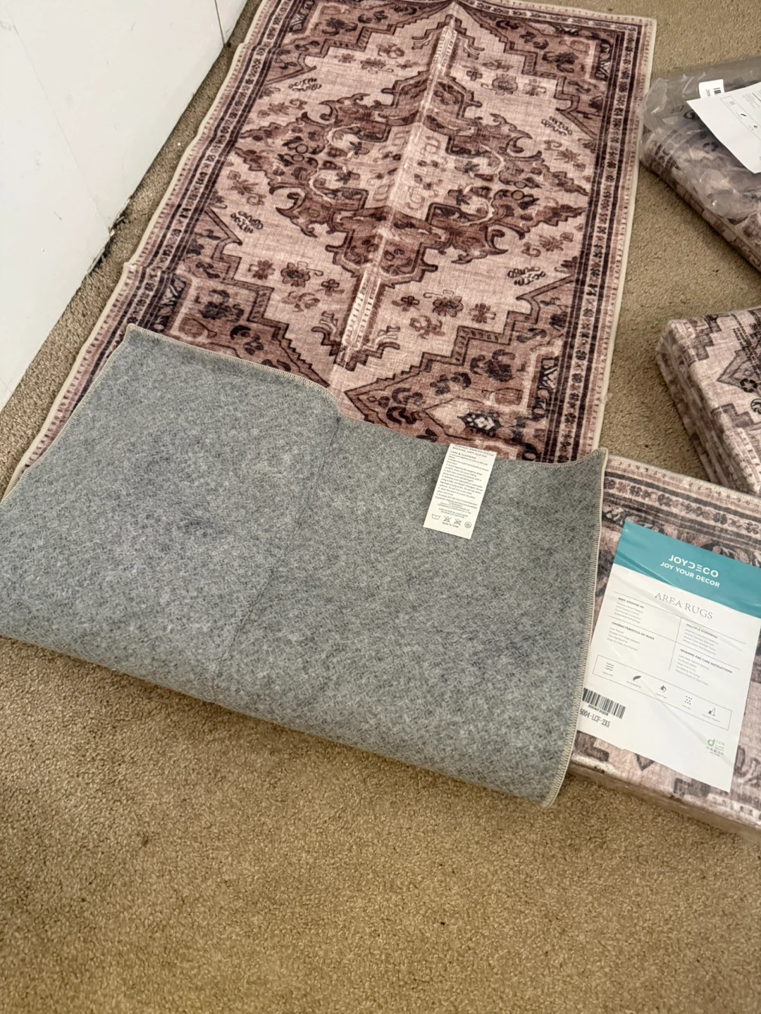 Washable Runner Rug Vintage Blue Grey & Light Coffee - photo 3